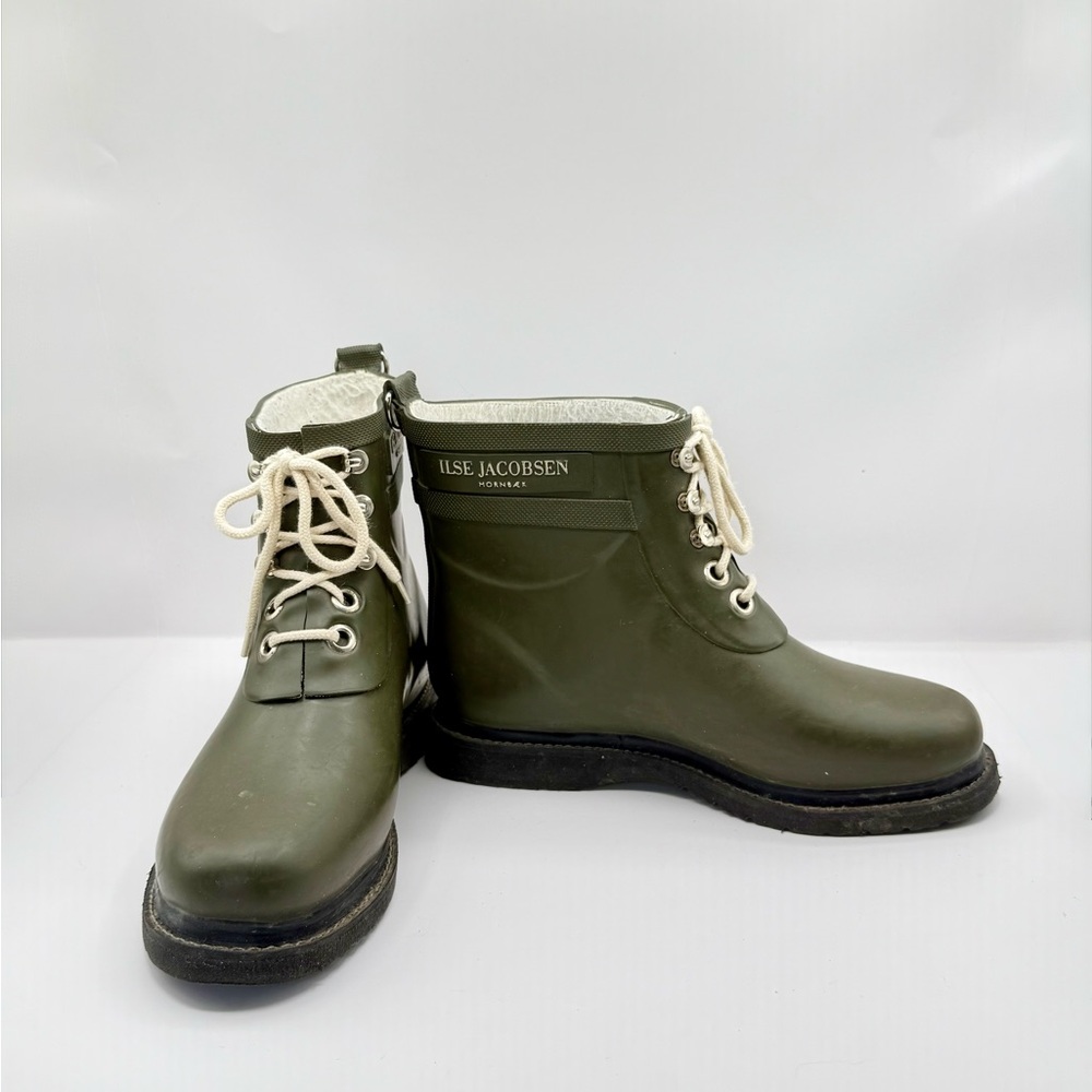 Ilse Jacobsen Hornbaek •Green Lace-Up Ankle Boots •Size 37 •Waterproof